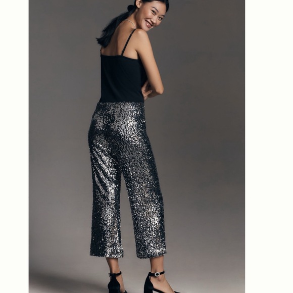NWT The Colette Cropped Wide-Leg Sequin Pants - Picture 6 of 15